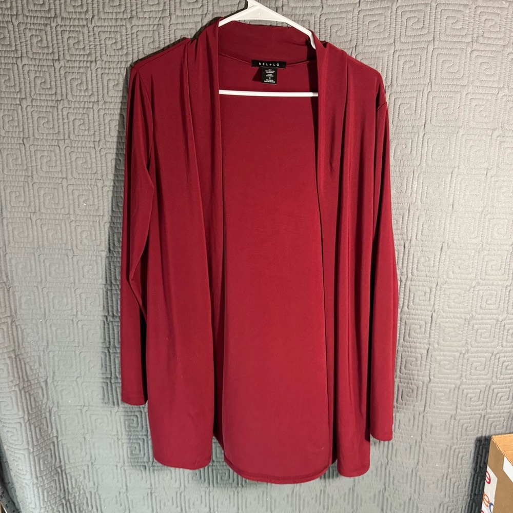 Nel+Lo Cardigan Women’s Size Medium Maroon Polyester Blend 6026M03AN